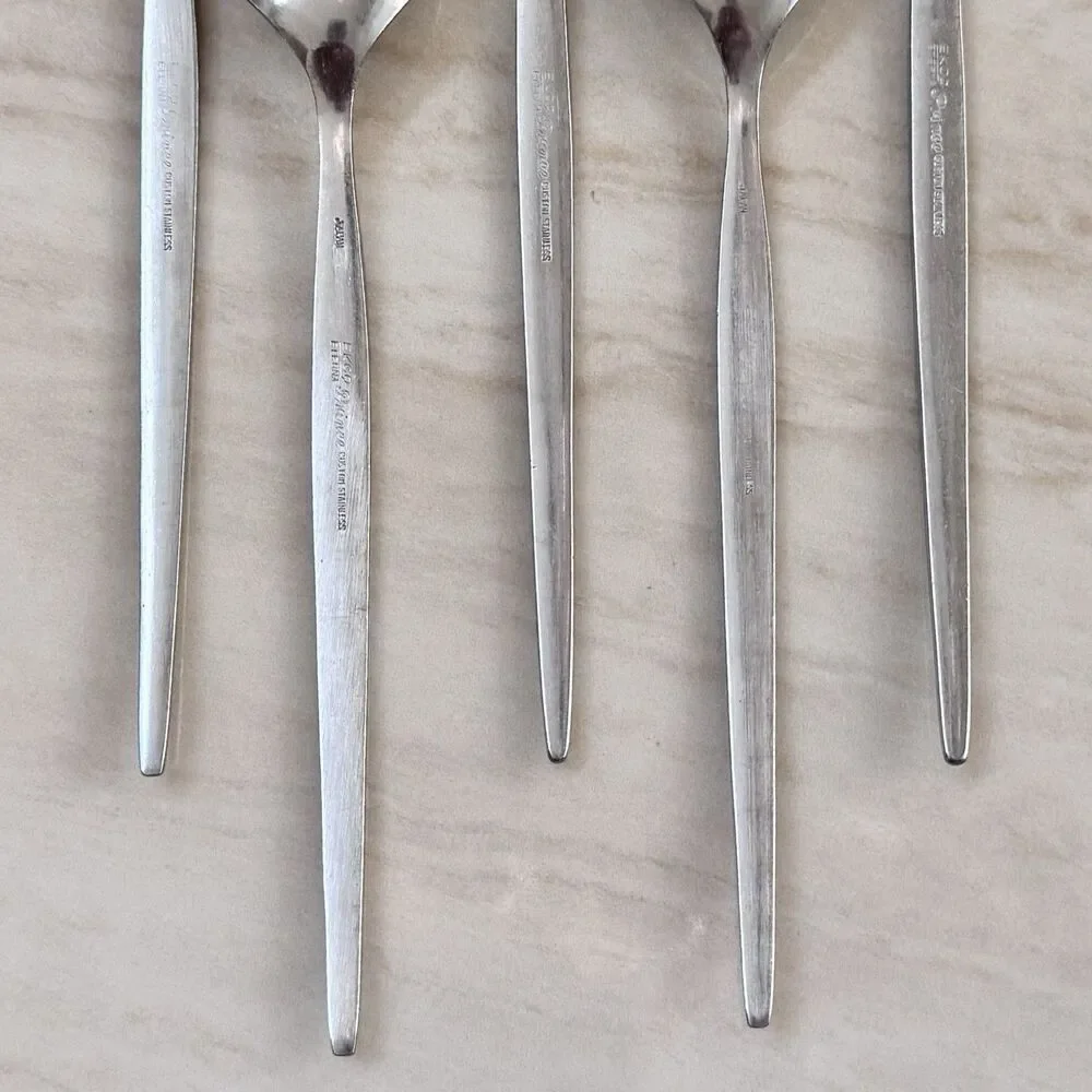 5pc EKCO Eterna Prince Stainless Iced Teaspoon 7 3/8” Satin Handle Japan
